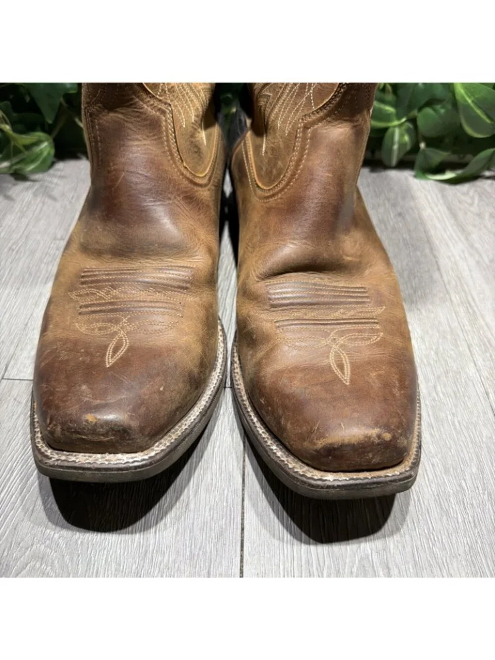 ARIAT TROUBADOUR BROWN/TAN COWHIDE LEATHER COWBOY BOOTS #10017359 MEN'S 12 D